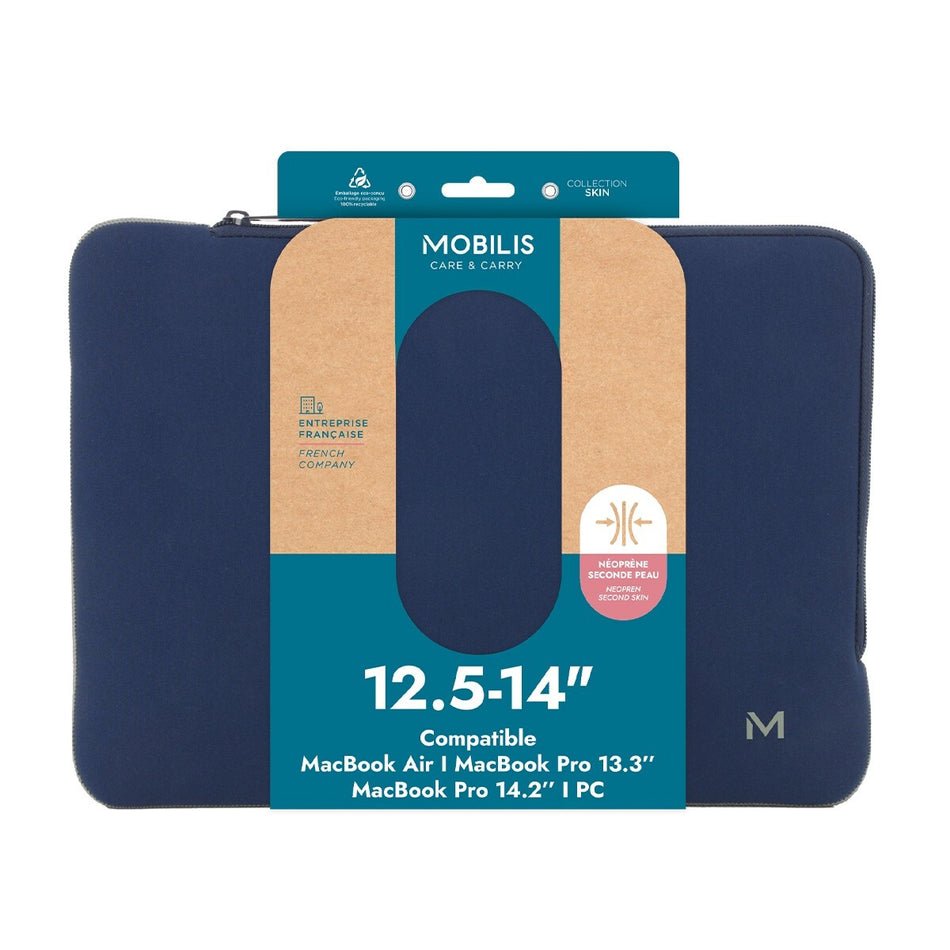 Mobilis 049021 laptop case 35.6 cm (14") Sleeve case Blue, Grey