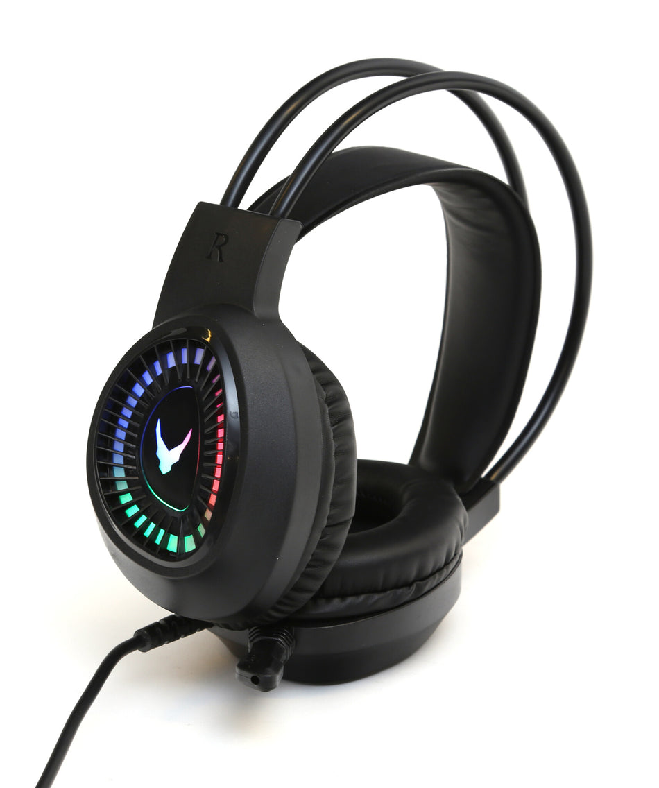 Varr Pro Gaming Headset with RGB Backlight, Works with PS5 and Xbox Series X/S, Microphone Boom, 15mW speakers, uses 3.5mm for music output and USB-A port for powering the backlight only, Cable 2.1m, Black