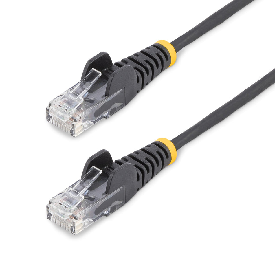 StarTech.com 5m Black Slim CAT6 Ethernet Cable, Snagless, 100W PoE, UTP, LSZH, 28AWG Pure Bare Copper Wire, Slim RJ45 Network Patch Cord w/Strain Reliefs, Fluke Tested
