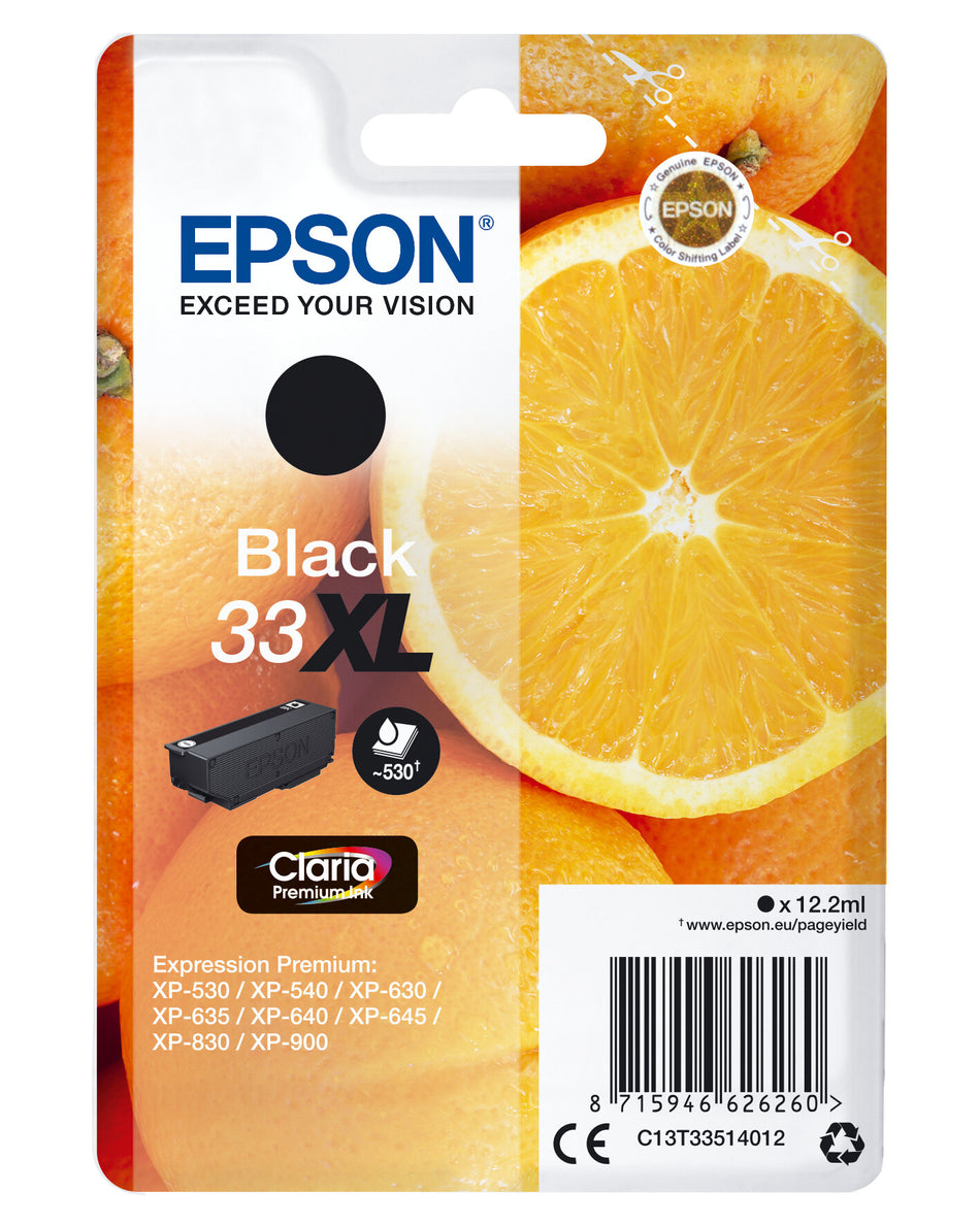 Epson Oranges Singlepack Black 33XL Claria Premium Ink