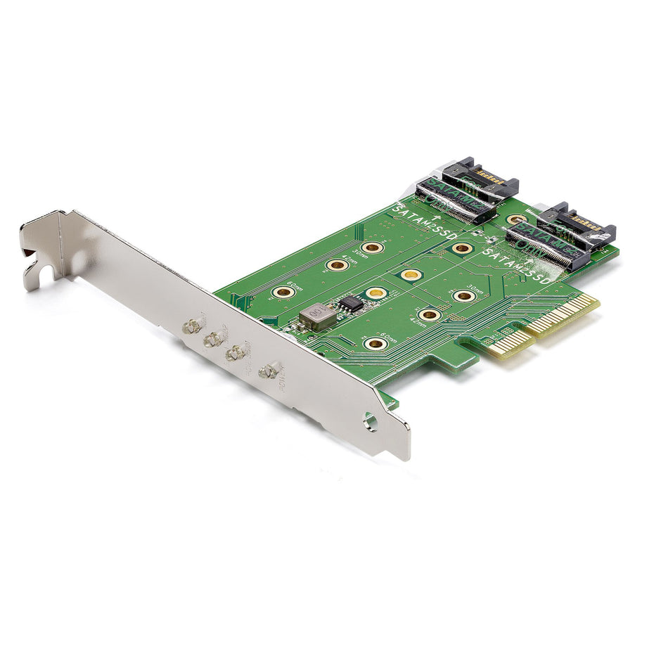 StarTech.com 3-Port M.2 SSD (NGFF) Adapter Card - 1 x PCIe (NVMe) M.2, 2 x SATA III M.2 - PCIe 3.0