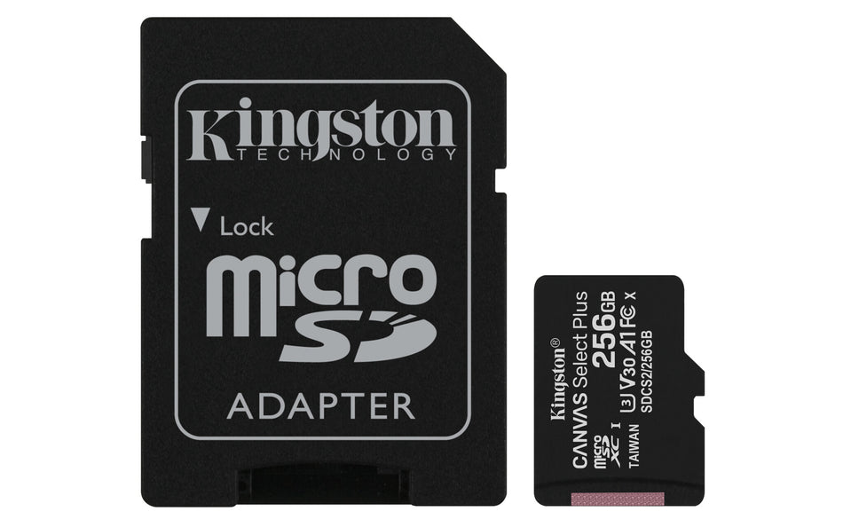 Kingston Technology Canvas Select 256GB micSDXC Plus 100R A1 C10 Card + ADP