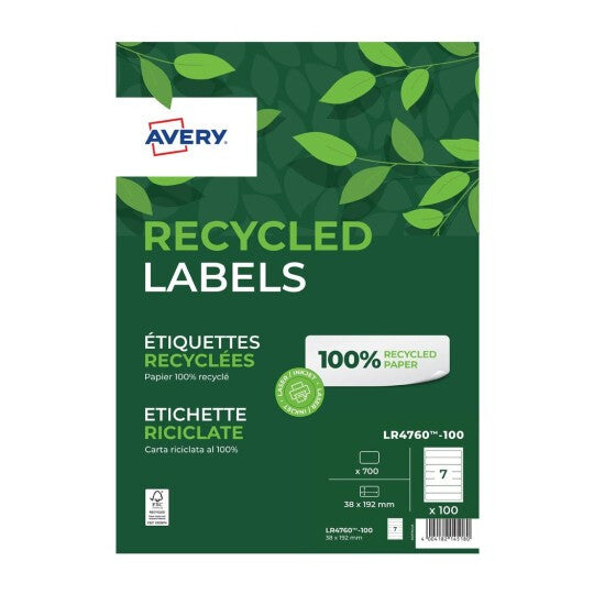 Avery LR4760-100 self-adhesive label Rectangle Permanent White 700 pc(s)