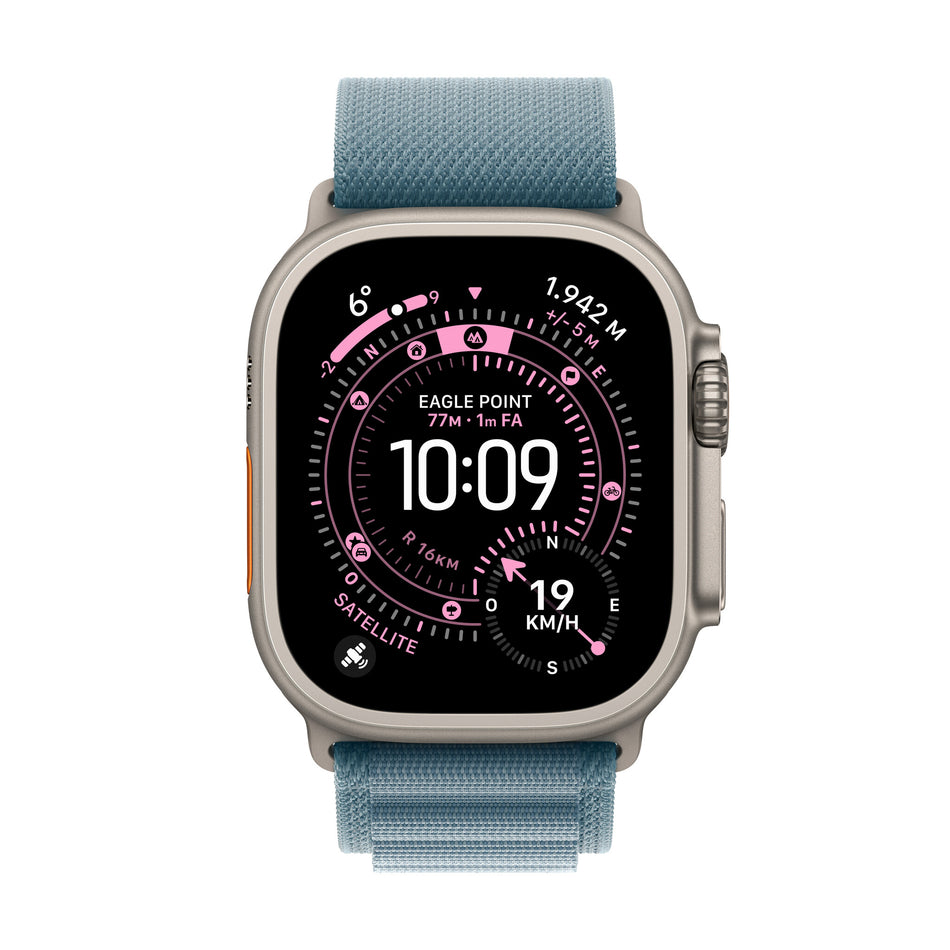Apple Watch Ultra 3 GPS + Cellular 49mm Natural Titanium Case with Light Blue Alpine Loop - Medium