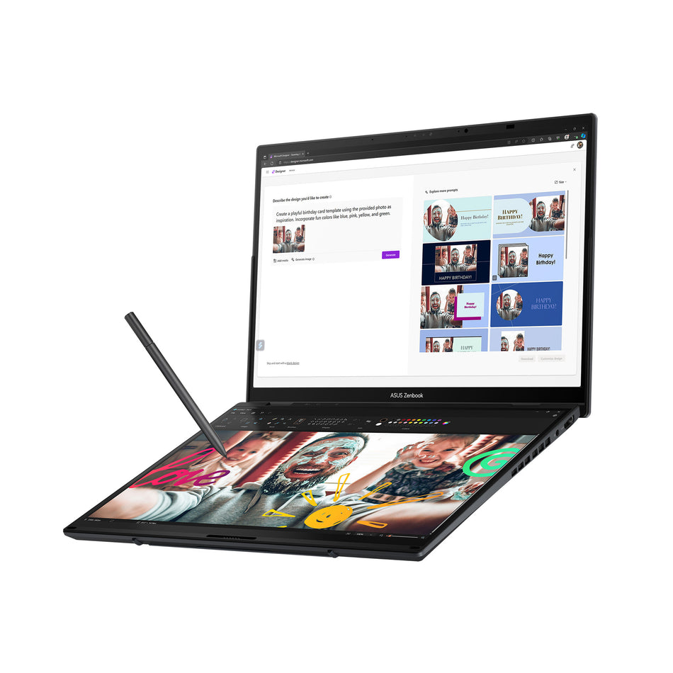 ASUS Zenbook Duo UX8406MA-PZ442X Intel Core Ultra 9 185H Hybrid (2-in-1) 35.6 cm (14") Touchscreen 3K 32 GB LPDDR5x-SDRAM 2 TB SSD Wi-Fi 6E (802.11ax) Windows 11 Pro Grey