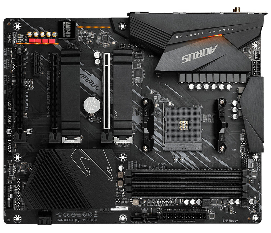 GIGABYTE B550 AORUS ELITE AX V2 Motherboard - AMD Ryzen 5000 CPUs, 12+2 Phases VRM, up to 4733MHz DDR4, 1xPCIe 4.0 + 1xPCIe 3.0 M.2, Wi-Fi 6E, 2.5GbE LAN, USB 3.2 Gen 2