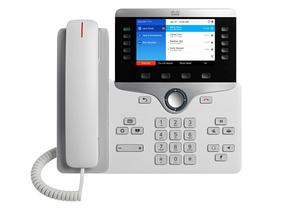 Cisco IP Business Phone 8851, 5-inch WVGA Colour Display, Gigabit Ethernet Switch, Class 4 PoE, USB Port, 10 SIP Registrations, 1-Year Limited Hardware Warranty (CP-8851-K9=)