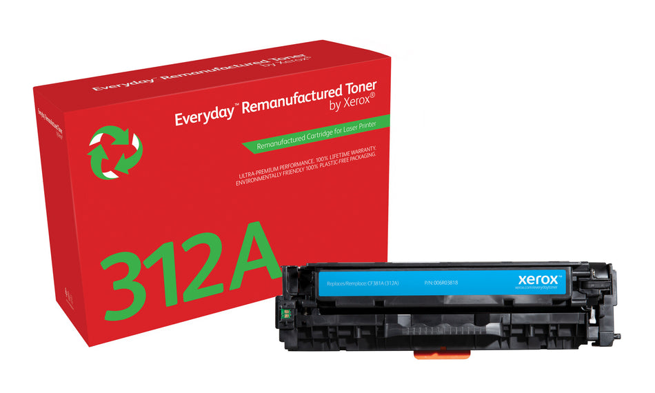 Everyday ™ Cyan Remanufactured Toner by Xerox compatible with HP 312A (CF381A), Standard capacity