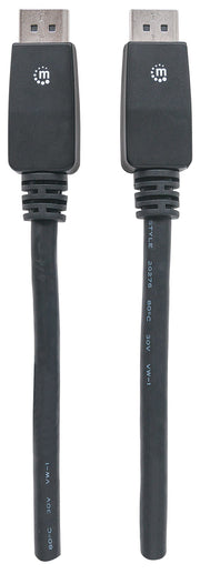 Manhattan DisplayPort 1.1 Cable, 4K@60Hz, 10m, Male to Male, With Latches, Fully Shielded, Black, Lifetime Warranty