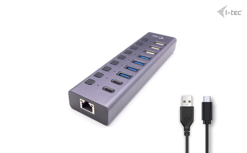 i-tec USB-A/USB-C Charging HUB 9port with LAN + Power Adapter 60 W