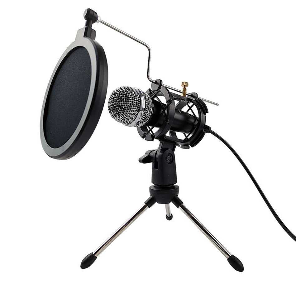 Varr Gaming Microphone Set, Includes Microphone (3.5mm), Pop Filter, Shock Basket, Tripod and Adapter, Microphone sensitivity -58±2dB and omnidirectional, Windows/iOS compatible