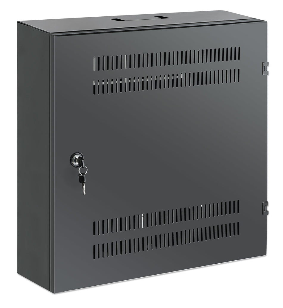 Intellinet Low-Profile 19" Wall Mount Cabinet with 4U Horizontal and 2U Vertical Rails Slim, Space-saving Enclosure with Only 170 mm (6.7 in.) Depth, Ideal for AV, Multimedia and Surveillance Applications, Assembled, Black RAL 7021