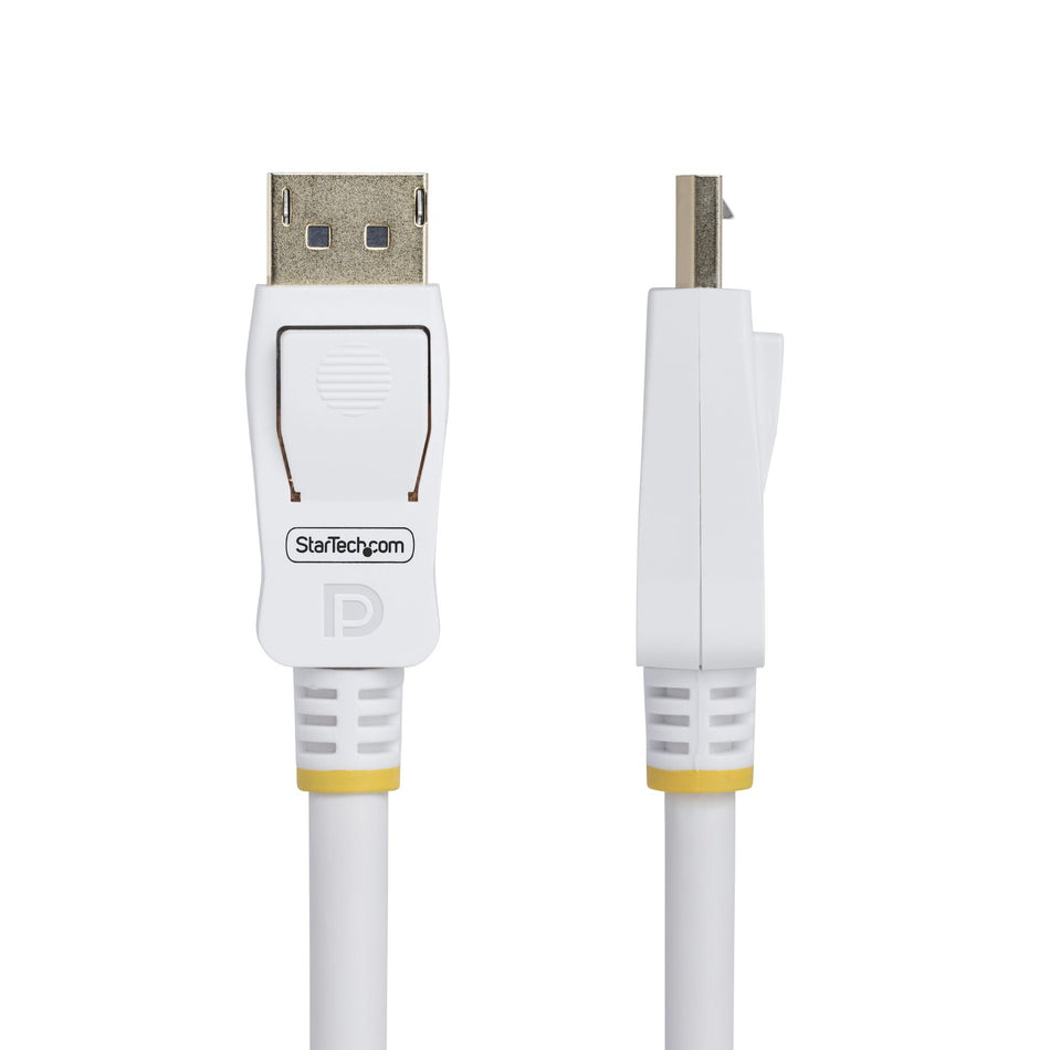 StarTech.com 10ft (3m) White VESA Certified DisplayPort 1.2 Cable, 4K 60Hz, 21.6Gbps, Latching DP Connectors, DP 1.2 DisplayPort Cable, DP Monitor Cord, M/M