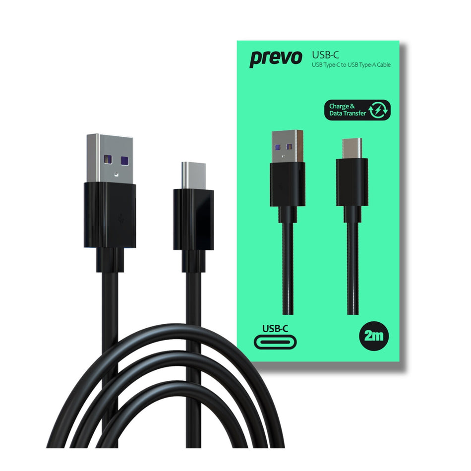 PREVO USBA-USBC-2M USB cable USB 2.0 Black