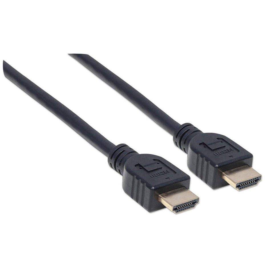 Manhattan HDMI Cable with Ethernet (CL3 rated, suitable for In-Wall use), 4K@60Hz (Premium High Speed), 3m, Male to Male, Black, Ultra HD 4k x 2k, In-Wall rated, Fully Shielded, Gold Plated Contacts, Lifetime Warranty, Polybag