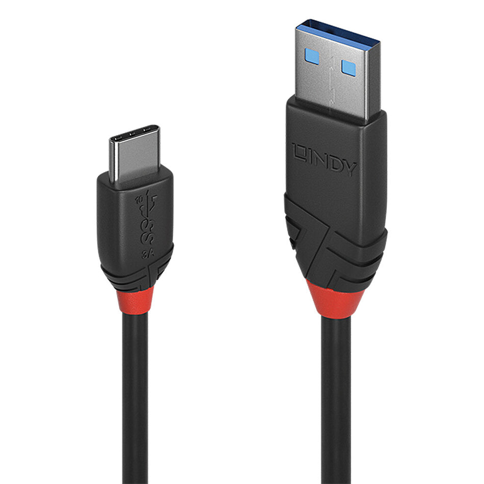 Lindy 1m USB 3.2 Type A to C Cable, 10Gbps, Black Line