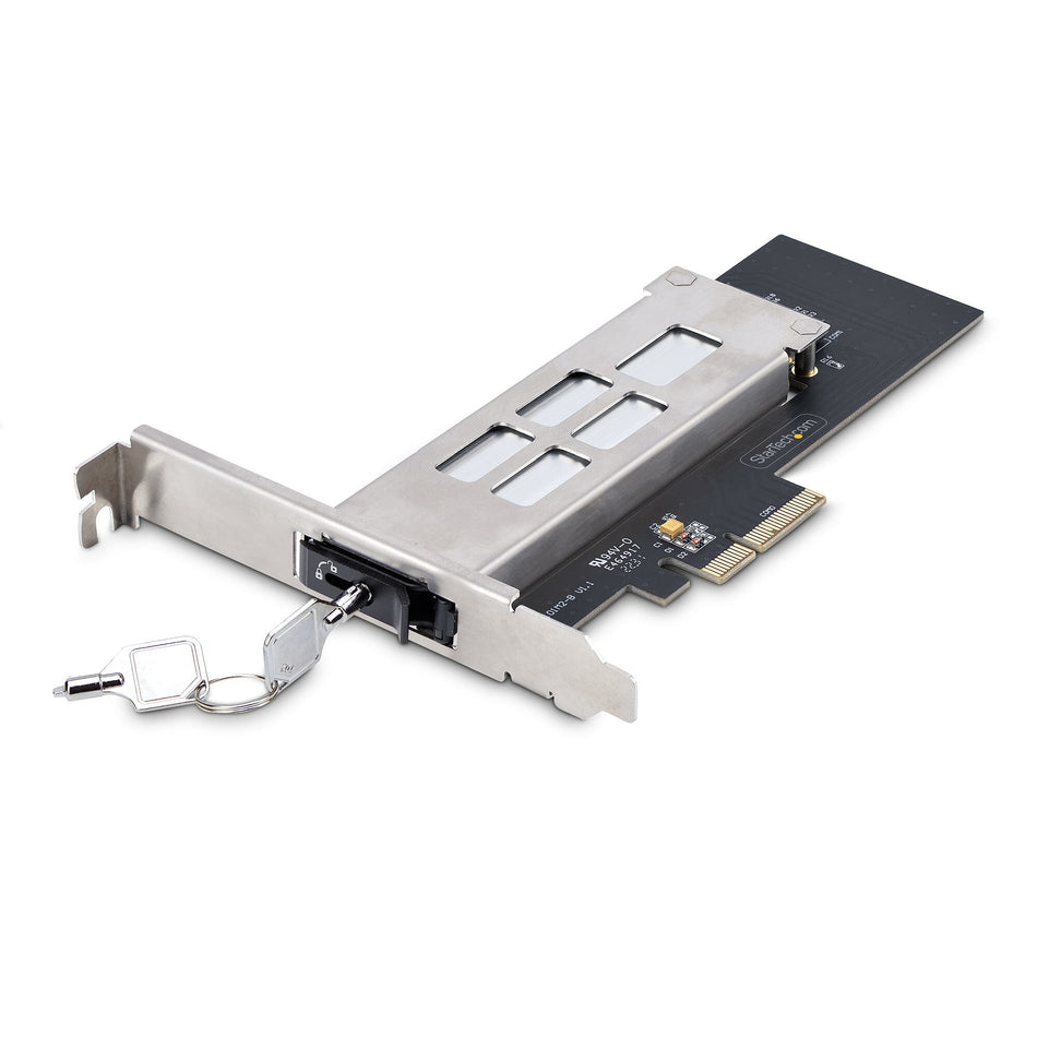 StarTech.com M.2 NVMe SSD to PCIe x4 Mobile Rack/Backplane with Removable Tray for PCI Express Expansion Slot, Tool-less Installation, PCIe 4.0/3.0 Hot-Swap Drive Bay, Key Lock - 2 Keys Included