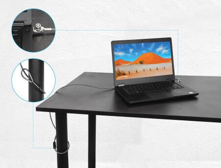 Manhattan Laptop Lock (Nano) with two keys, Compatible with Nano style locks, 1.5m cable, Anti theft, Strong steel cable - metal with clear PVC jacket, Notebook, Lifetime Warranty