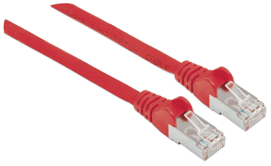 Intellinet Network Patch Cable, Cat6A, 1m, Red, Copper, S/FTP, LSOH / LSZH, PVC, RJ45, Gold Plated Contacts, Snagless, Booted, Lifetime Warranty, Polybag