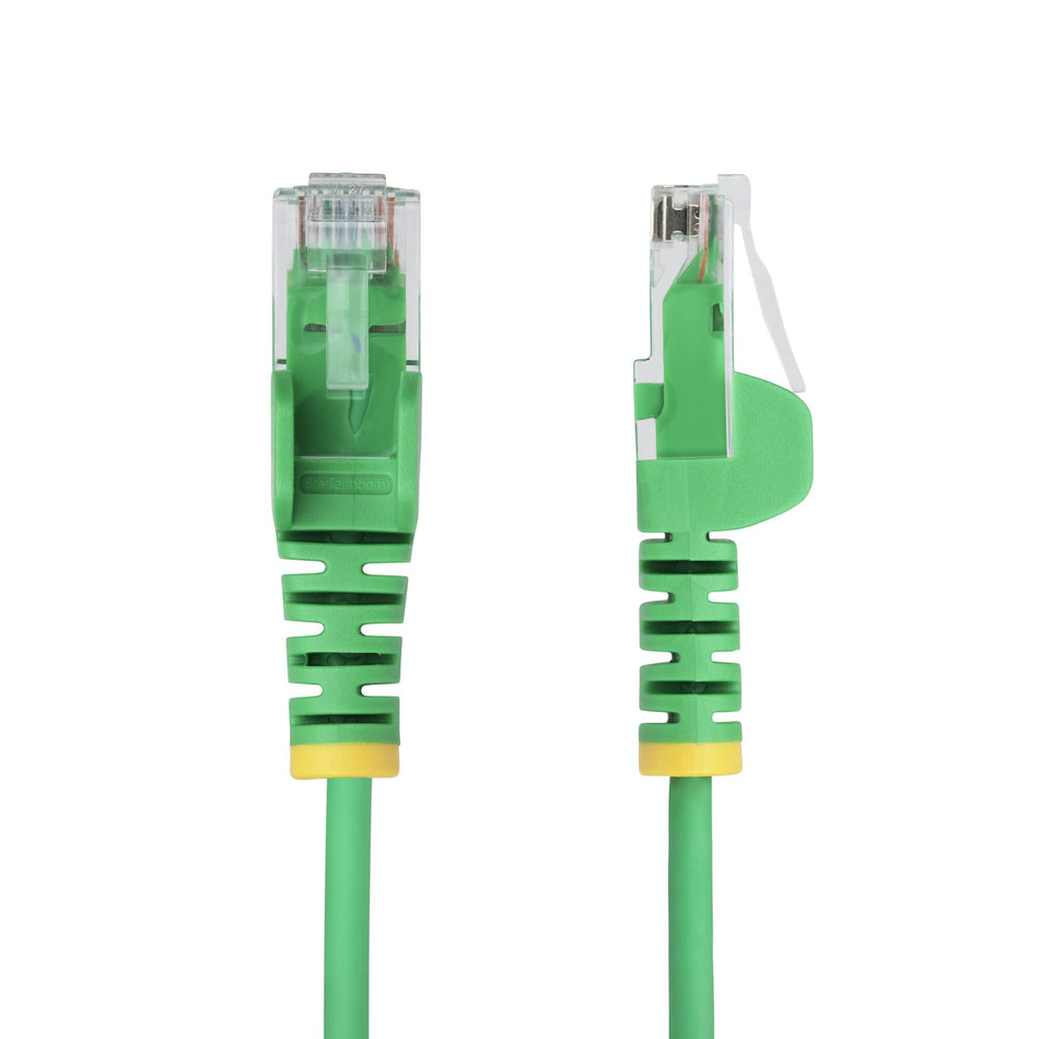 StarTech.com 10m Green Slim CAT6 Ethernet Cable, Snagless, 100W PoE, UTP, LSZH, 28AWG Pure Bare Copper Wire, Slim RJ45 Network Patch Cord w/Strain Reliefs, Fluke Tested