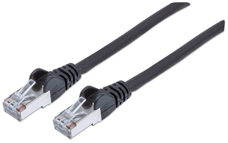 Intellinet Network Patch Cable, Cat6A, 0.5m, Black, Copper, S/FTP, LSOH / LSZH, PVC, RJ45, Gold Plated Contacts, Snagless, Booted, Lifetime Warranty