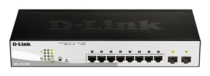 D-Link DGS-1210-08P network switch Managed L2/L3 Gigabit Ethernet (10/100/1000) Power over Ethernet (PoE) Black