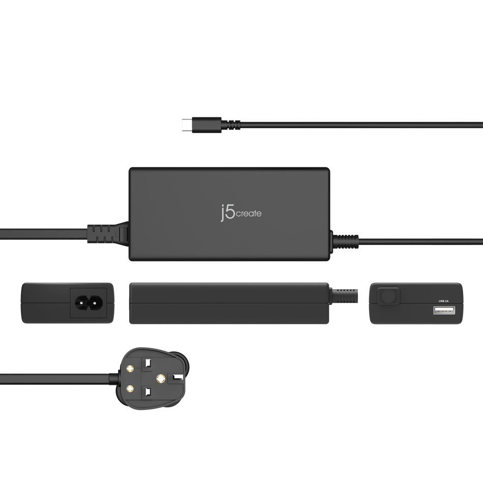 j5create JUP2290C-FN 100W PD USB-C® Super Charger - UK, Black, includes 1.2 m cable