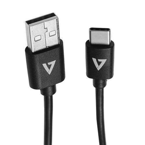 V7 Black USB Cable USB 2.0 A Male to USB-C Male 2m 6.6ft