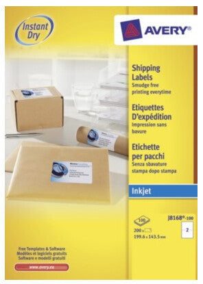 Avery J8168-100 self-adhesive label White 200 pc(s)