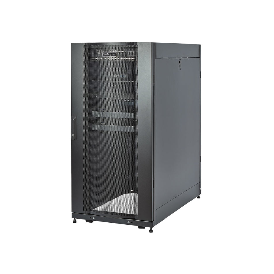 StarTech.com 4-Post 25U Server Rack Cabinet, Lockable 19" Data Rack Cabinet for Computer / AV / IT Equipment, Office / Home Network Rack with Casters & Adjustable Mounting Rails