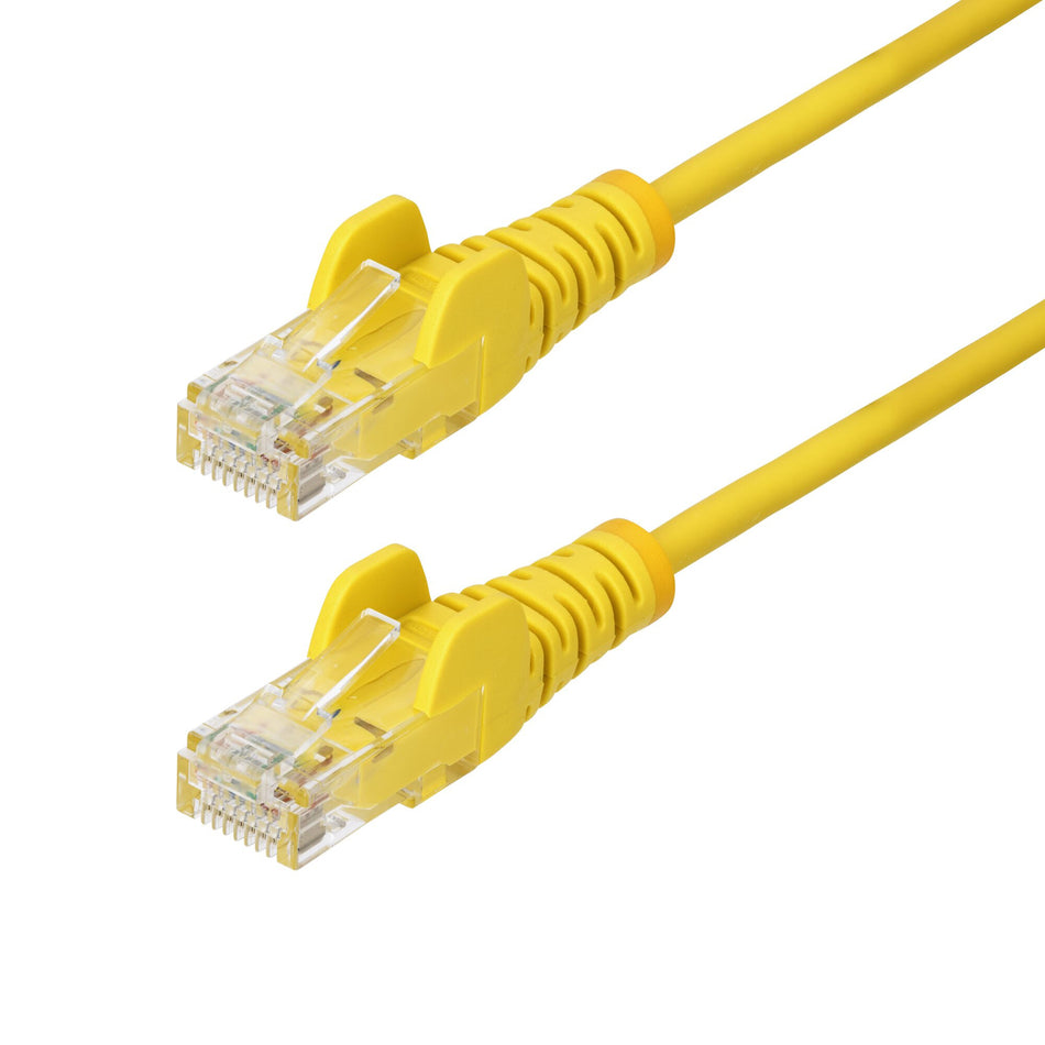 StarTech.com 15m Yellow Slim CAT6 Ethernet Cable, Snagless, 100W PoE, UTP, LSZH, 28AWG Pure Bare Copper Wire, Slim RJ45 Network Patch Cord w/Strain Reliefs, Fluke Tested