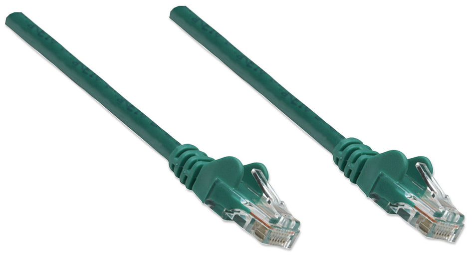 Intellinet Network Patch Cable, Cat5e, 20m, Green, CCA, U/UTP, PVC, RJ45, Gold Plated Contacts, Snagless, Booted, Lifetime Warranty, Polybag