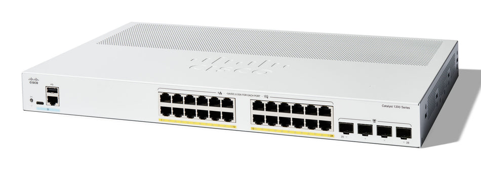 Cisco Catalyst 1200-24P-4G Smart Switch, 24 Port GE, PoE, 4x1GE SFP, Limited Lifetime Protection (C1200-24P-4G)