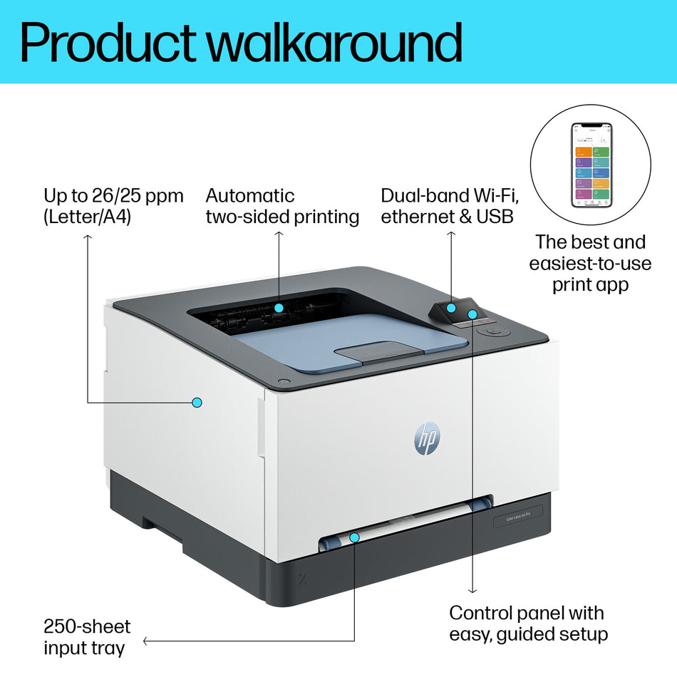 HP LaserJet Pro 3202dw Wireless Multifunction Color Printer, Duplex