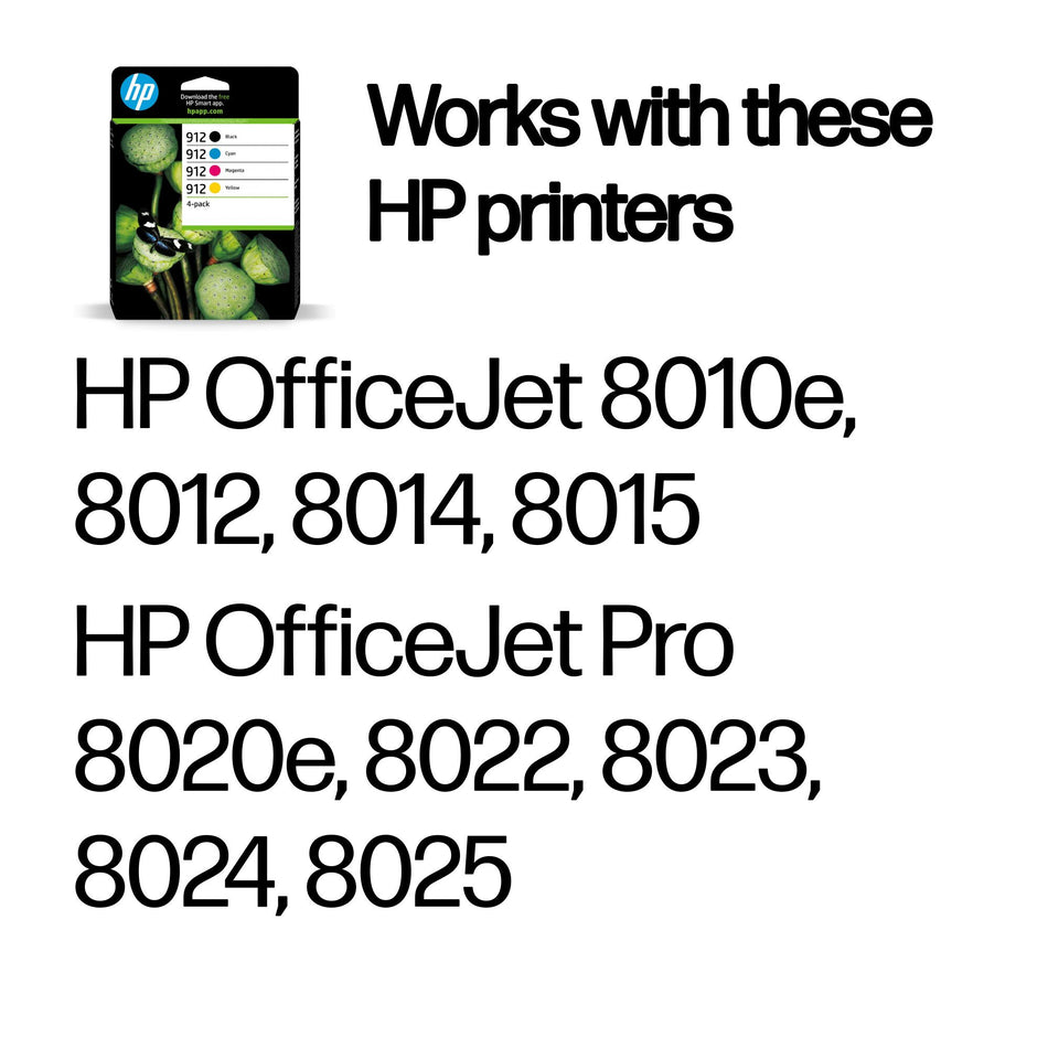 HP 912 4-pack Black/Cyan/Magenta/Yellow Original Ink Cartridges