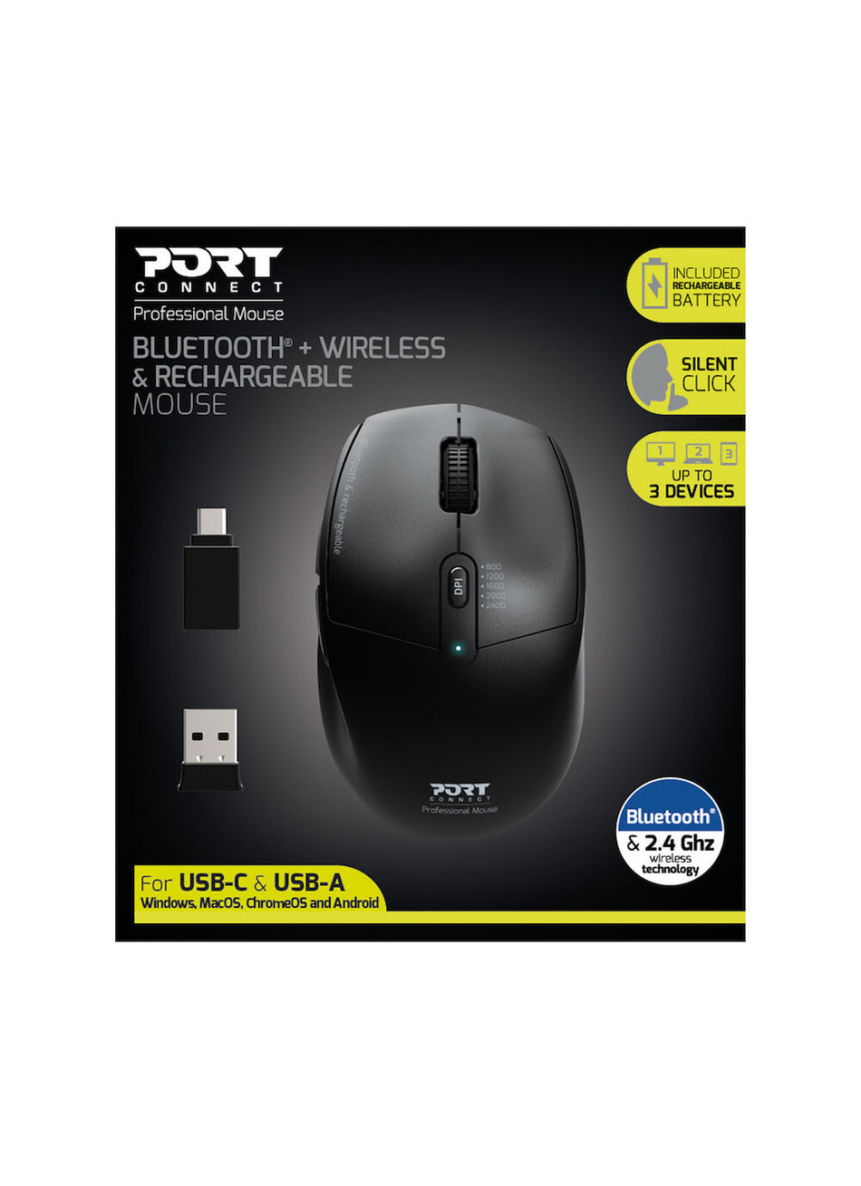 Port Designs 900715 mouse Office Right-hand RF Wireless + Bluetooth Optical 2400 DPI