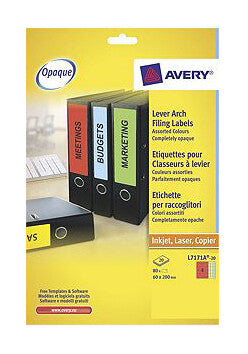Avery Lever Arch Filing Laser Labels self-adhesive label Rectangle Permanent Multicolour 80 pc(s)