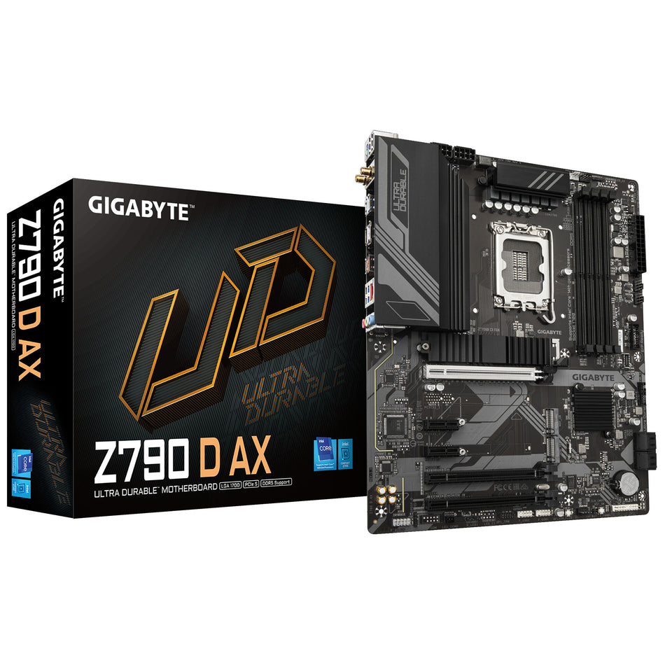 GIGABYTE Z790 D AX Motherboard - Supports Intel Core 14th Gen CPUs, 12+1+1 Phases Digital VRM, up to 7600MHz DDR5 (OC), 3xPCIe 4.0 M.2, Wi-Fi 6E, 2.5GbE LAN, USB 3.2 Gen 2