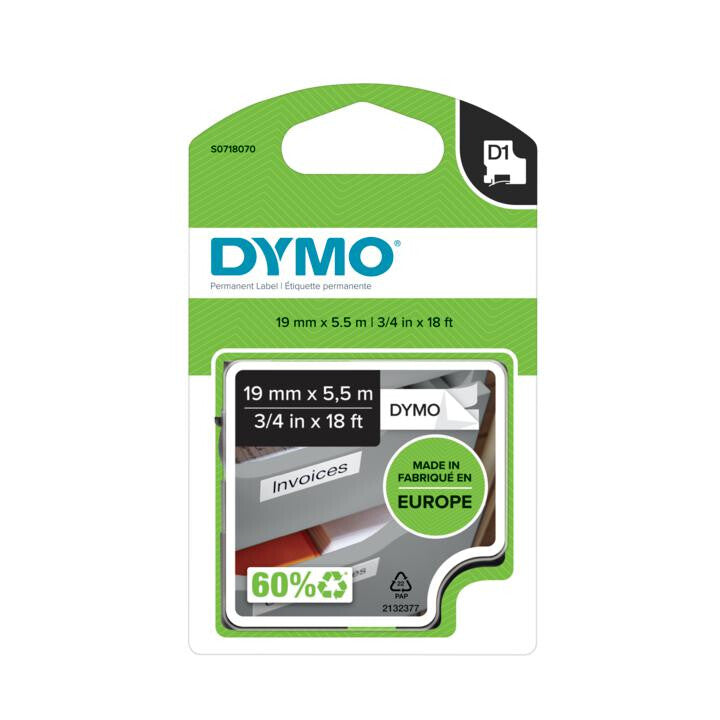 DYMO D1 Durable - Black on White - 19mm