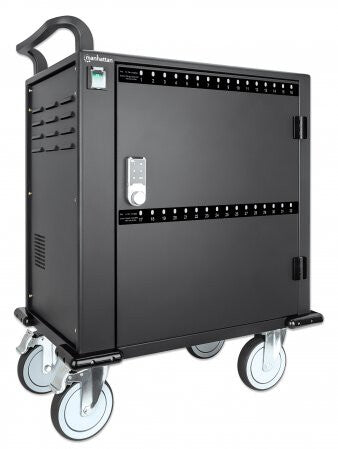 Manhattan iPad to 13", MacBook Air to 13" & Chromebook to 14" 32-bay Charging Trolley/Cart, Also other tablets/smartphones (with device to USB-C cable), Bays 330x22x235mm, Device charging cables not included (suggest USB-C cable code 356213),Cabinet, Lock