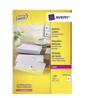 Avery L7173-100 addressing label Self-adhesive label White