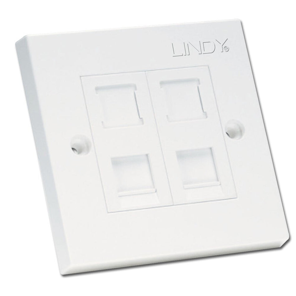 Lindy CAT5e Single Wall Plate with 2 x RJ-45 Shuttered Socket, Unshielded