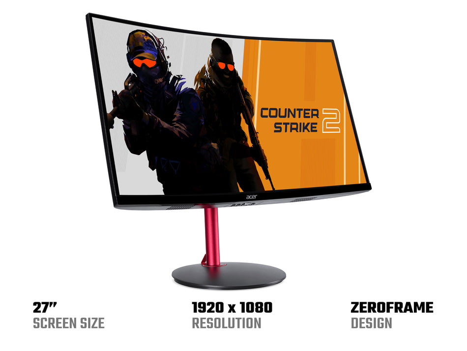 Acer Nitro KG2 Nitro XZ272S3 curved gaming monitor - 27", 1500R, Full HD, 180Hz, 1ms, FreeSync Premium, DisplayHDR 400, HDMI & DP