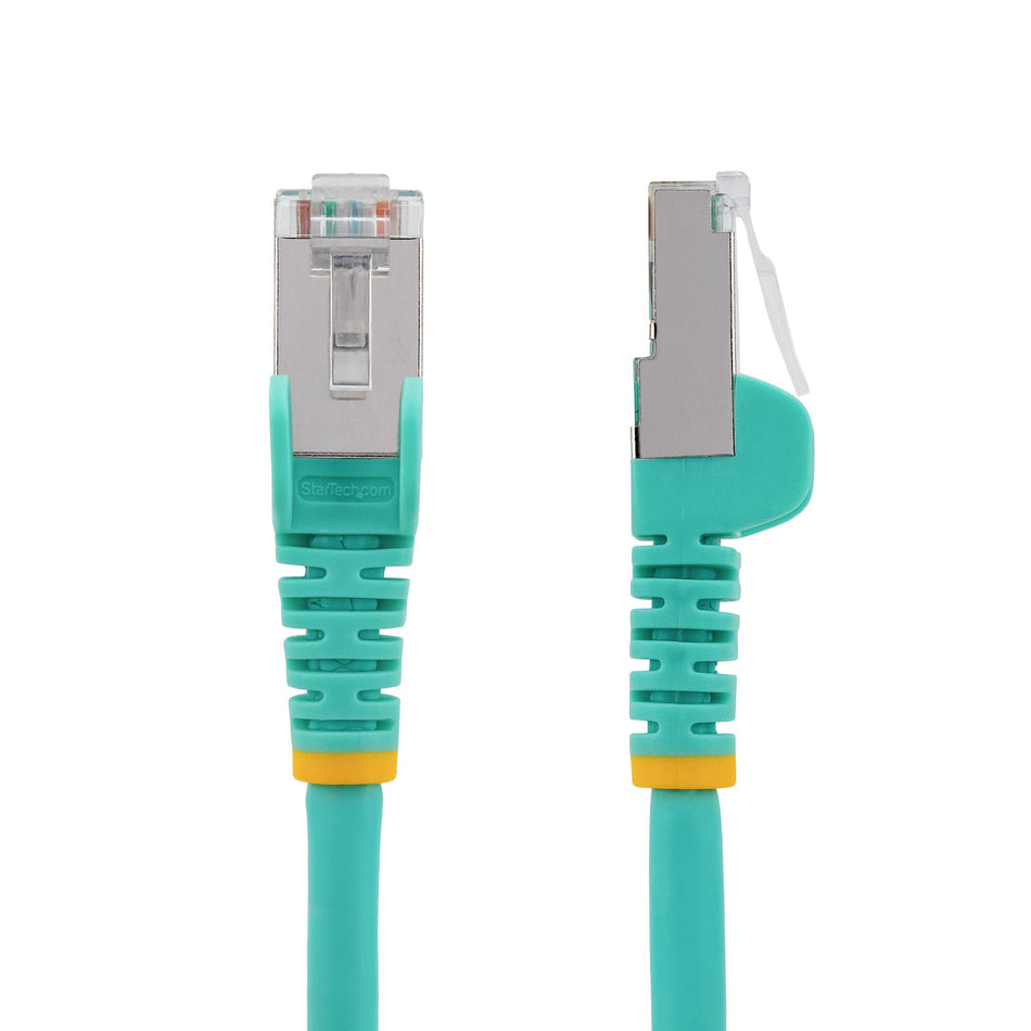 StarTech.com 5m CAT6a Ethernet Cable - Aqua - Low Smoke Zero Halogen (LSZH) - 10GbE 500MHz 100W PoE++ Snagless RJ-45 w/Strain Reliefs S/FTP Network Patch Cord