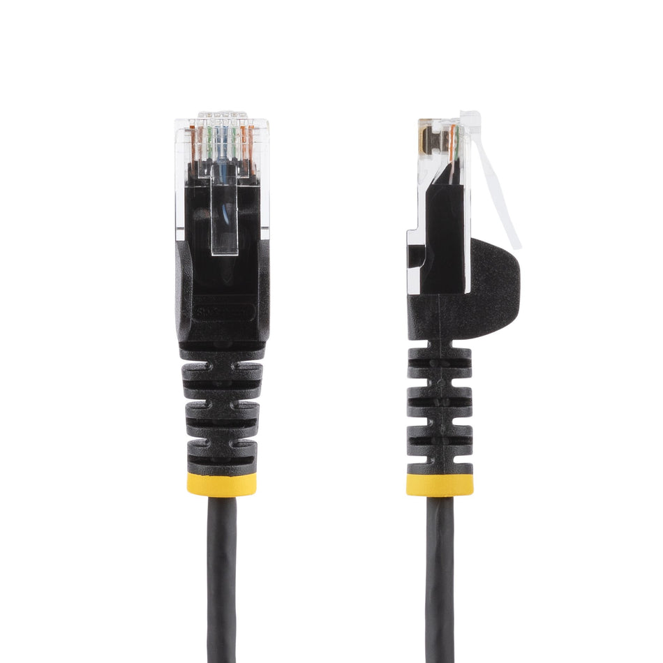 StarTech.com 7m Black Slim CAT6 Ethernet Cable, Snagless, 100W PoE, UTP, LSZH, 28AWG Pure Bare Copper Wire, Slim RJ45 Network Patch Cord w/Strain Reliefs, Fluke Tested