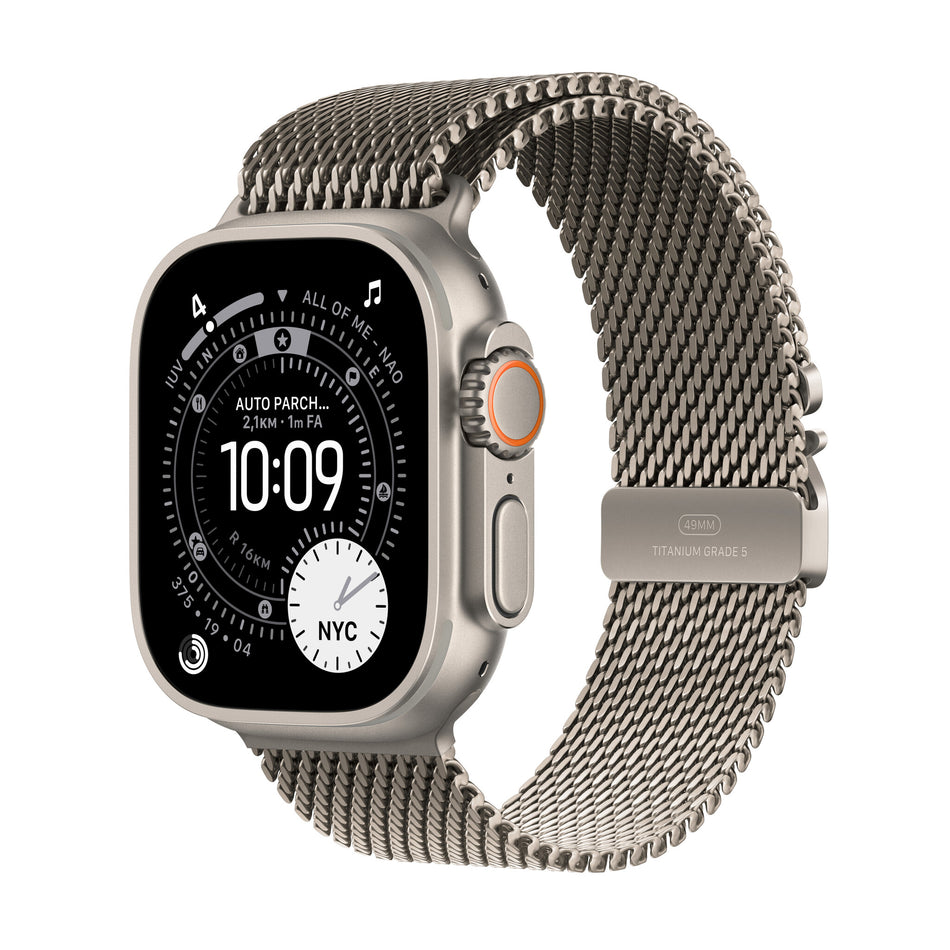 Apple Watch Ultra 3 GPS + Cellular 49mm Natural Titanium Case with Natural Titanium Milanese Loop - Large