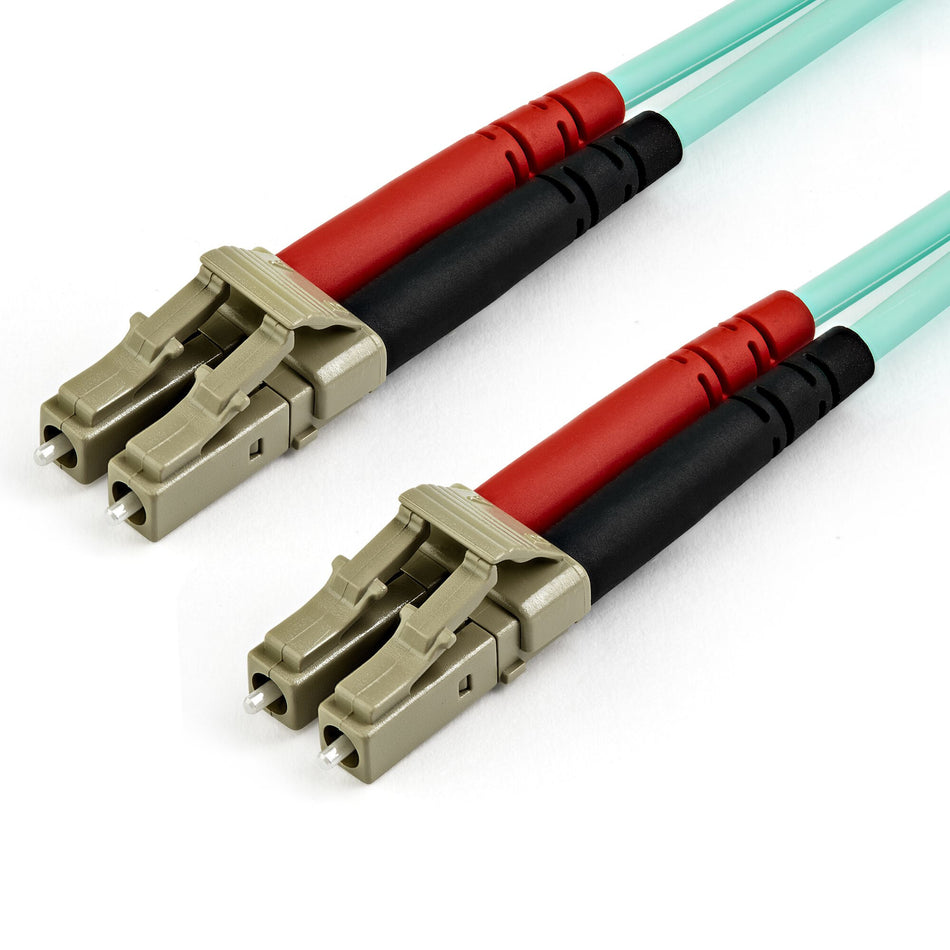 StarTech.com 10m (30ft) LC/UPC to LC/UPC OM4 Multimode Fiber Optic Cable, 50/125µm LOMMF/VCSEL Zipcord Fiber, 100G, Low Insertion Loss - LSZH Fiber Jumper Cord