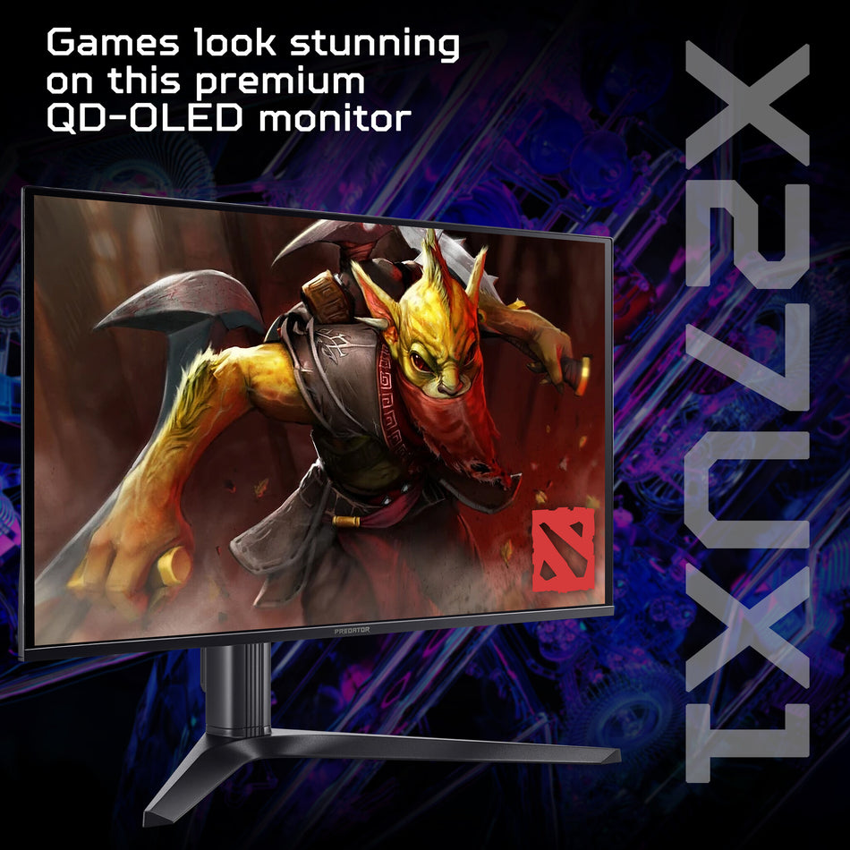 Acer Predator X27UX1 QD-OLED gaming monitor - 26.5", QD-OLED, Quad HD, 240Hz, 0.03ms, FreeSync Premium Pro, DisplayHDR 400 True Black, HDMI & DP