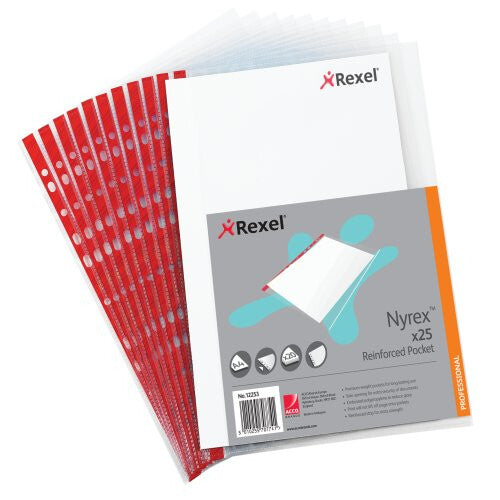 Rexel Nyrex™ Reinforced Side Opening A4 Pocket Clear (25)