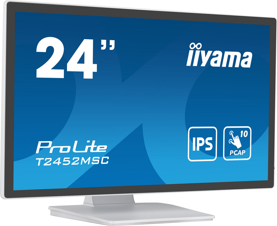 iiyama ProLite T2452MSC-W1 computer monitor 60.5 cm (23.8") 1920 x 1080 pixels Full HD LCD Touchscreen Multi-user White